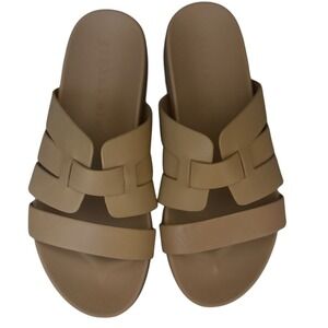 Gianni Bini Women Tan Leather H Band Slide Sandals Size 7.5 M